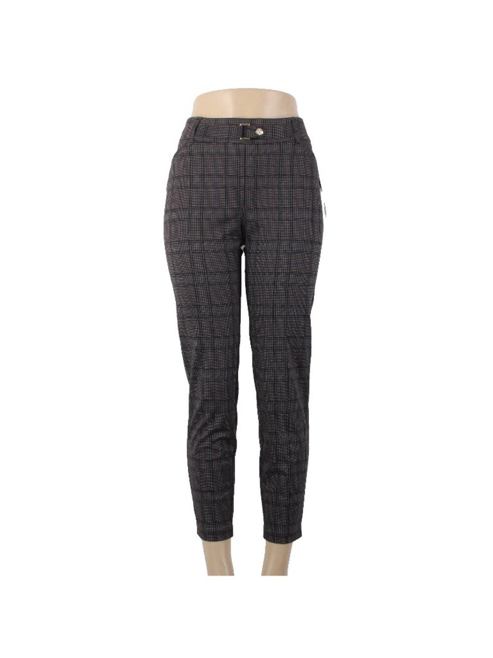 Soho Apparel Pant $48 Sz M x 27 Brown Black White Blue Plaid Poly Rayon Pant